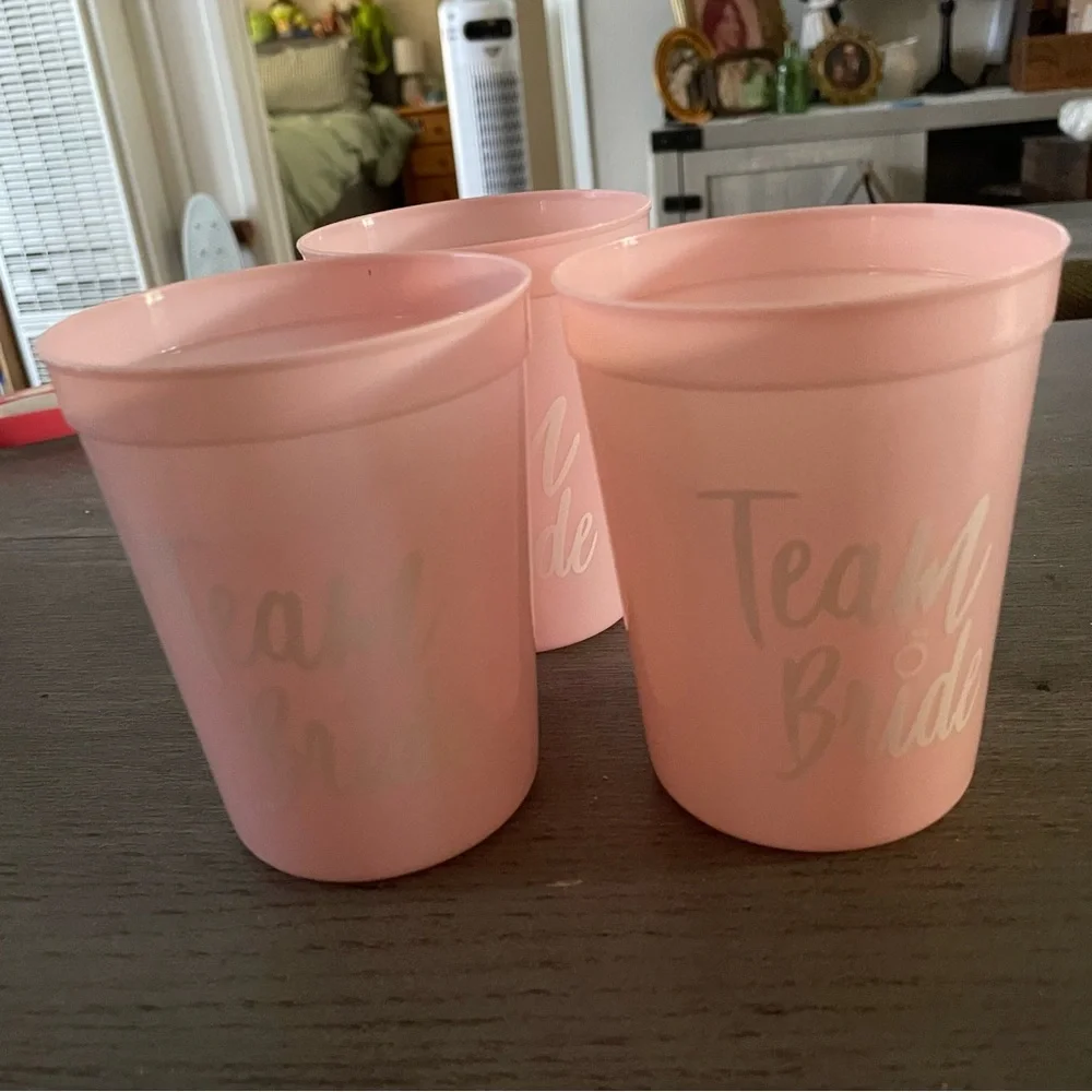 NWOT Set of 3 Pink 'Team Bride' Cups